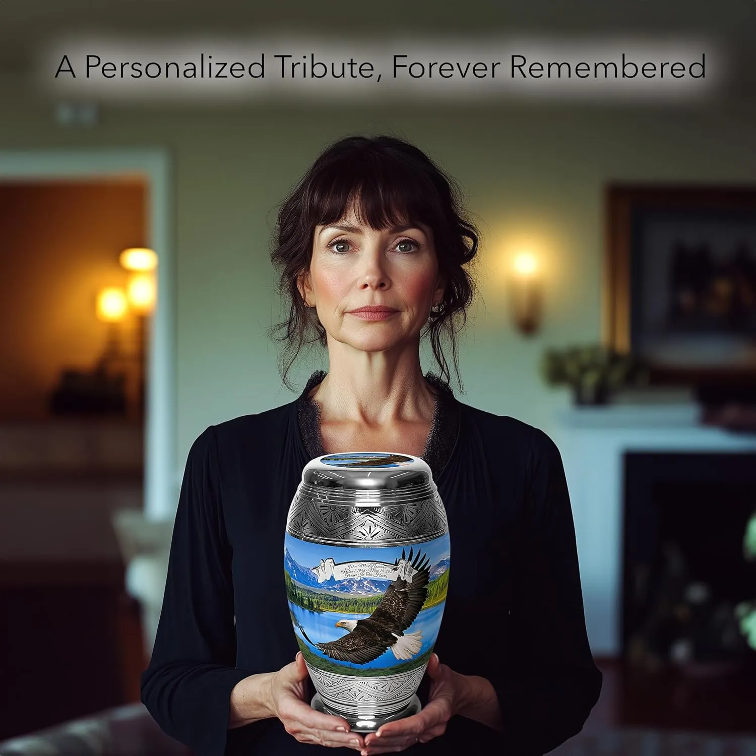 Majestic Eagle Cremation Urn for Ashes Adult Male - Beautifully Handcrafted & Personalized Cremation Urns for Human Ashes Adult Man