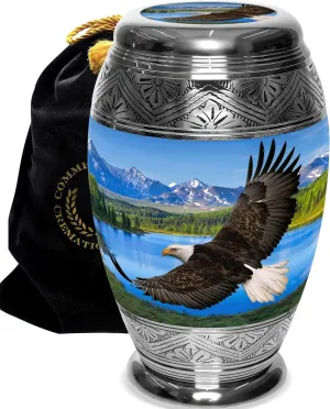 Majestic Eagle Cremation Urn for Ashes Adult Male - Beautifully Handcrafted & Personalized Cremation Urns for Human Ashes Adult Man