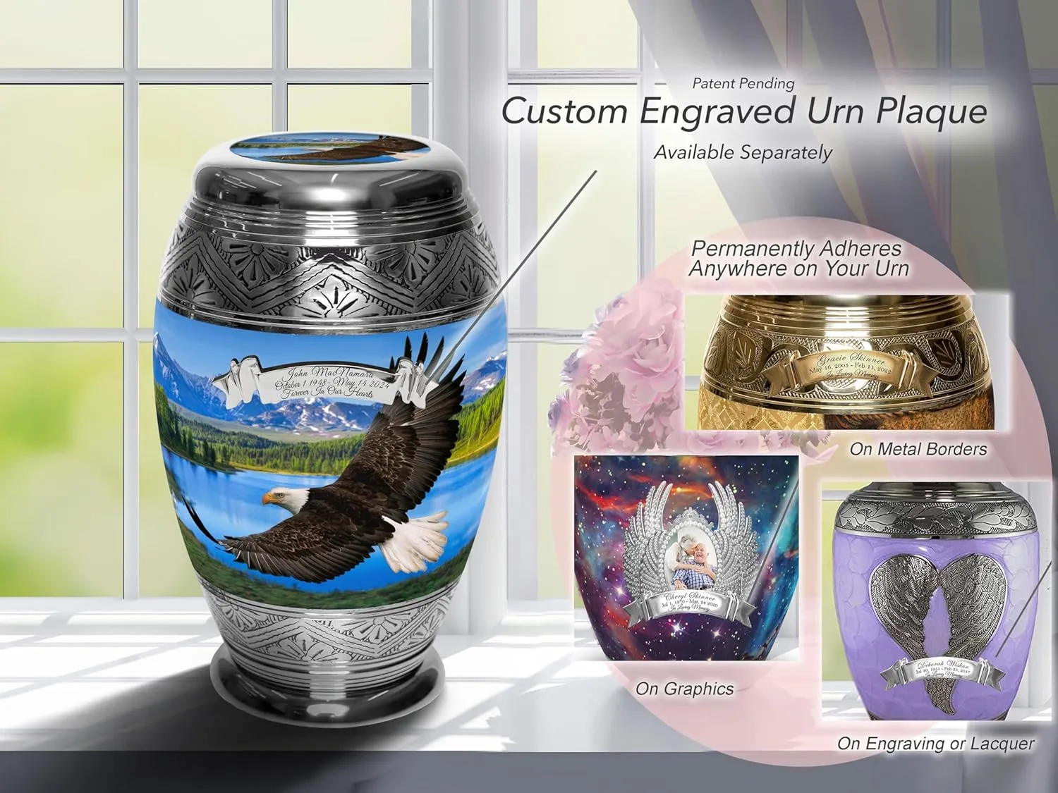Majestic Eagle Cremation Urn for Ashes Adult Male - Beautifully Handcrafted & Personalized Cremation Urns for Human Ashes Adult Man