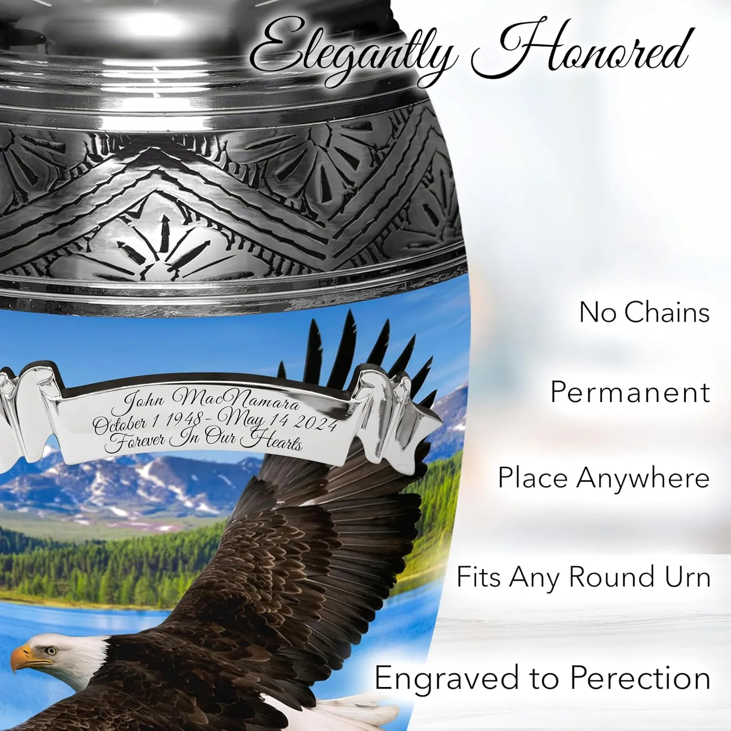 Majestic Eagle Cremation Urn for Ashes Adult Male - Beautifully Handcrafted & Personalized Cremation Urns for Human Ashes Adult Man