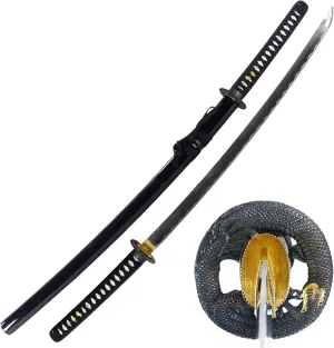 MAKOTO Handmade Sharp Katana Japanese Samurai Sword, Black, Choose Your Tsuba