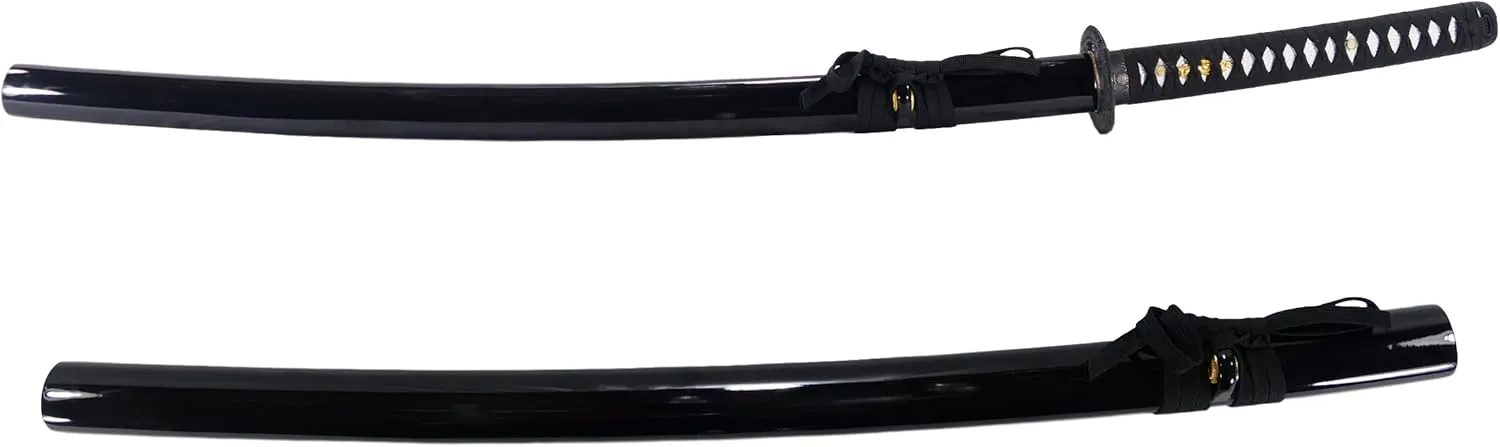 MAKOTO Handmade Sharp Katana Japanese Samurai Sword, Black, Choose Your Tsuba
