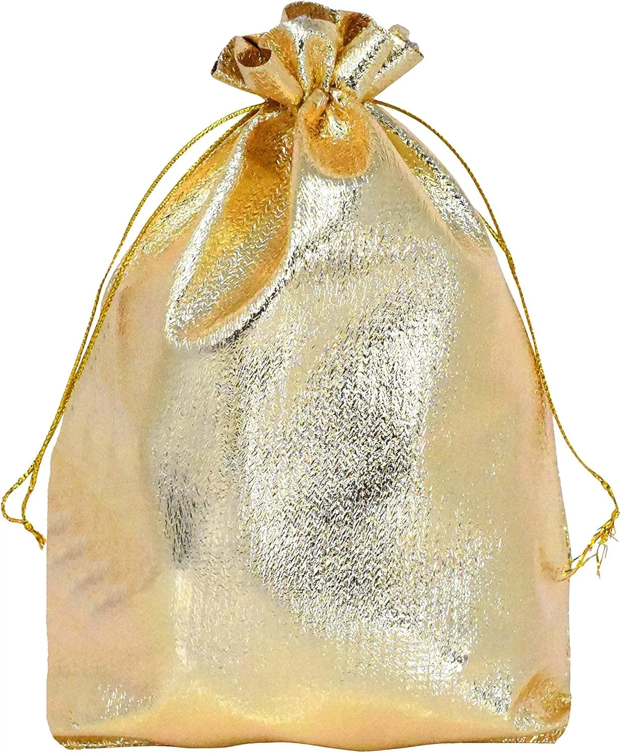 Mandala Crafts 5x7 Metallic Gold Velvet Drawstring Bags - 100 Small Velvet Drawstring Pouches Bulk for Party and Wedding Favor, Gift Wrapping, Packaging, and Jewelry Gift Bags