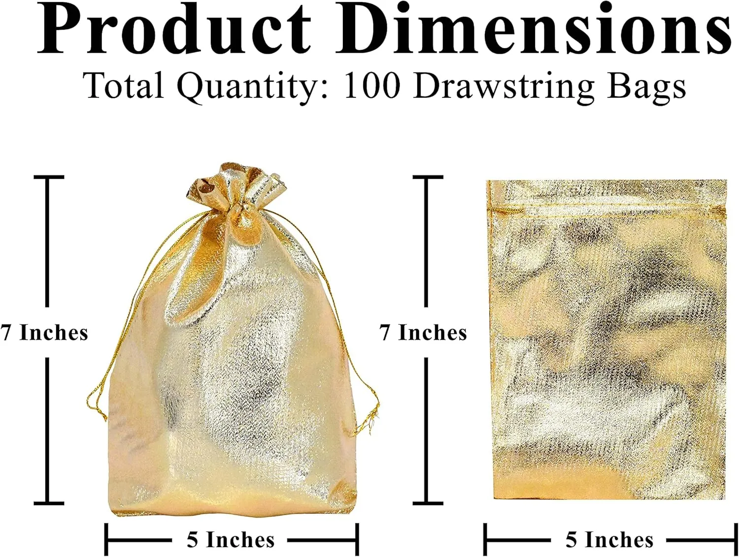 Mandala Crafts 5x7 Metallic Gold Velvet Drawstring Bags - 100 Small Velvet Drawstring Pouches Bulk for Party and Wedding Favor, Gift Wrapping, Packaging, and Jewelry Gift Bags