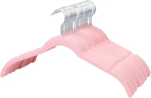 ManGotree 50 Pack Velvet Shirt Hangers for Women, 16.5'' Suit Hangers with 360° Swivel Hook, Non-Slip Coat Clothes Hangers for Tank Top, Shirts, Dress, Blouses, Strappy Dresses (Pink)