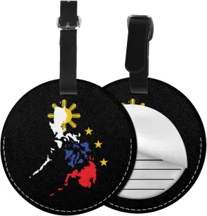 Map of Philippines Round Leather Luggage Tags for Travel Bags Backpacks Handbags,3.7in