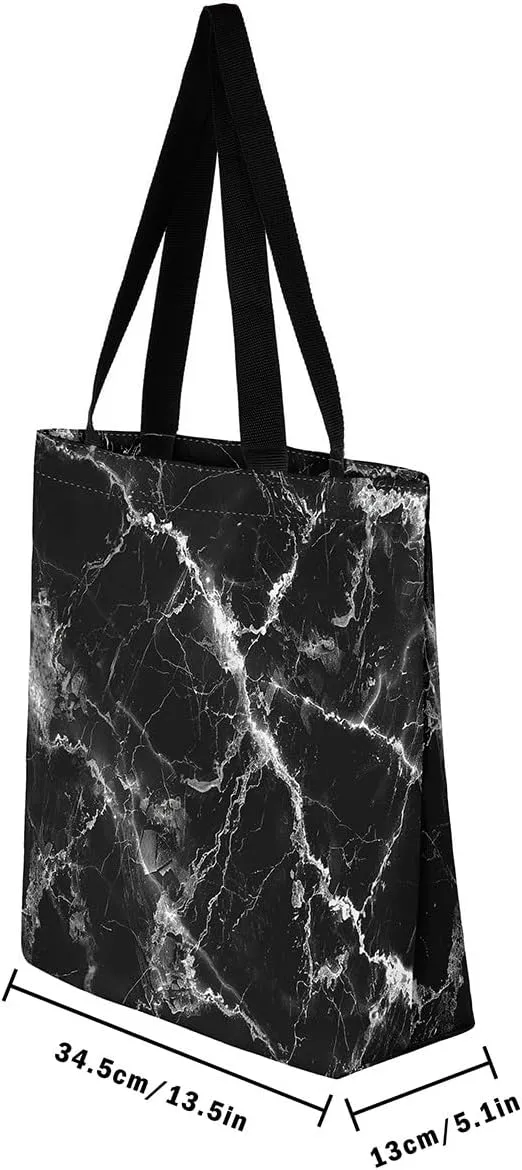 Marble Canvas Tote Bag Stone Pattern Tote Bag Gold Glitter Abstract Marbling Shoulder Bag
