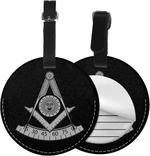 Masonic Past Master Universal Round Leather Luggage Tags for Travel Bags Backpacks Handbags,3.7in