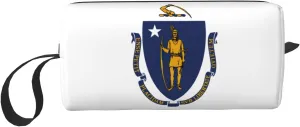 Massachusetts State Flag print Travel Cosmetic Bag Gifts for Women Portable Make Up Bags for Women Mother Sister