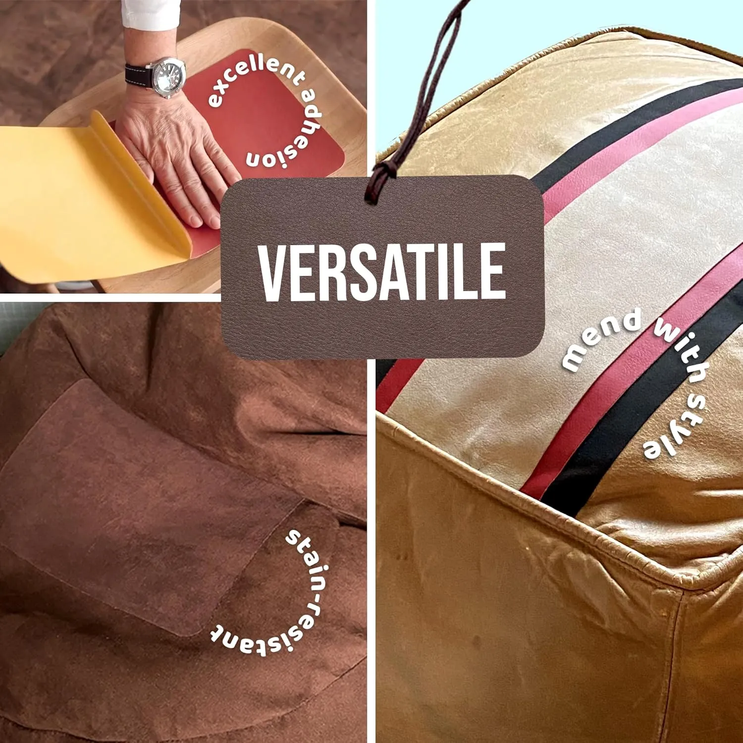 MastaPlasta Instant Upholstery Quality Self-Adhesive Repair Patch. XL Size - Beige Suede - 11in x 8in / 28cmx20m. Easily Fix Couches, Car Seats, Bags & Other Suede, Leather and Velvet Items!