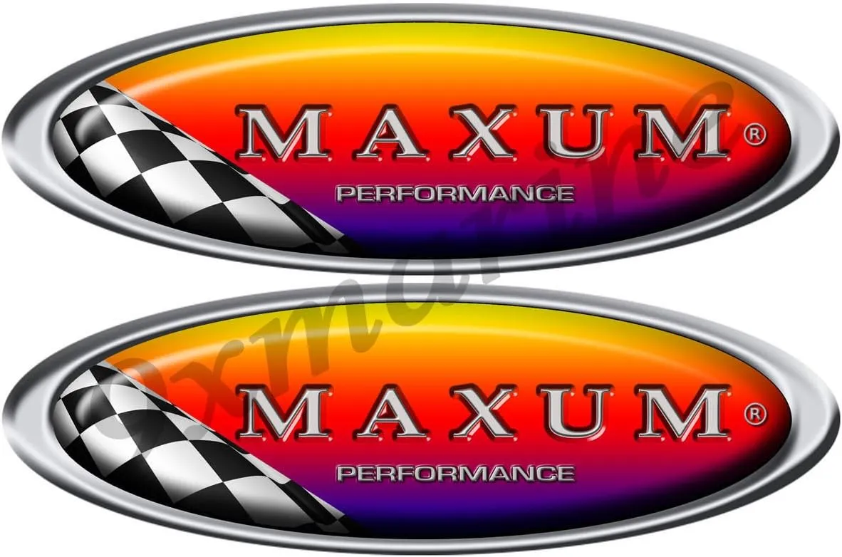 MAXUM Two Racing Boat Custom Oval Decals/Stickers - Remastered Set 10" Long Each