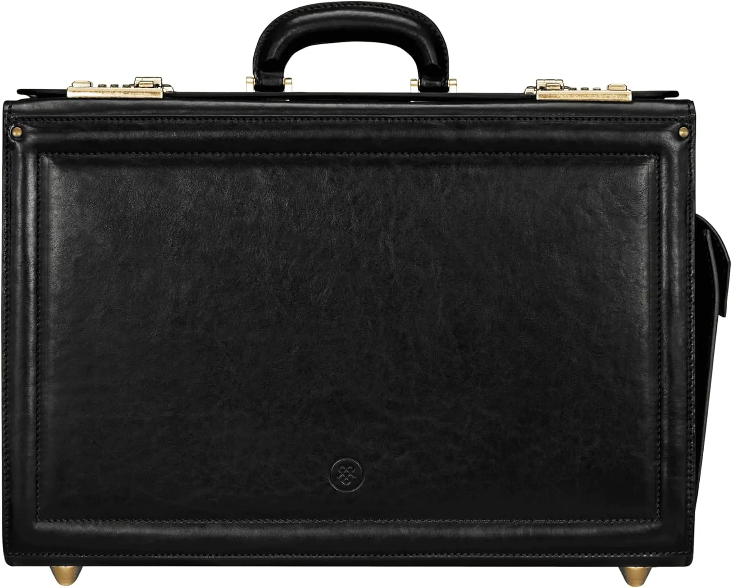 Maxwell Scott - Personalized Mens Luxury Leather Pilot Briefcase/Catalog Case with Combination Lock - The Varese - Black