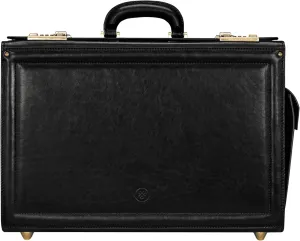 Maxwell Scott - Personalized Mens Luxury Leather Pilot Briefcase/Catalog Case with Combination Lock - The Varese - Black