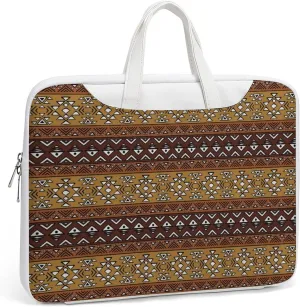 Maya Horizontal Geometric Pattern Leather Bag Laptop Case Slim Water Resistant Computer Bags with Handle Briefcase for Work