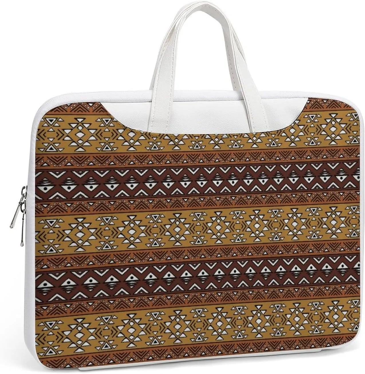 Maya Horizontal Geometric Pattern Leather Bag Laptop Case Slim Water Resistant Computer Bags with Handle Briefcase for Work