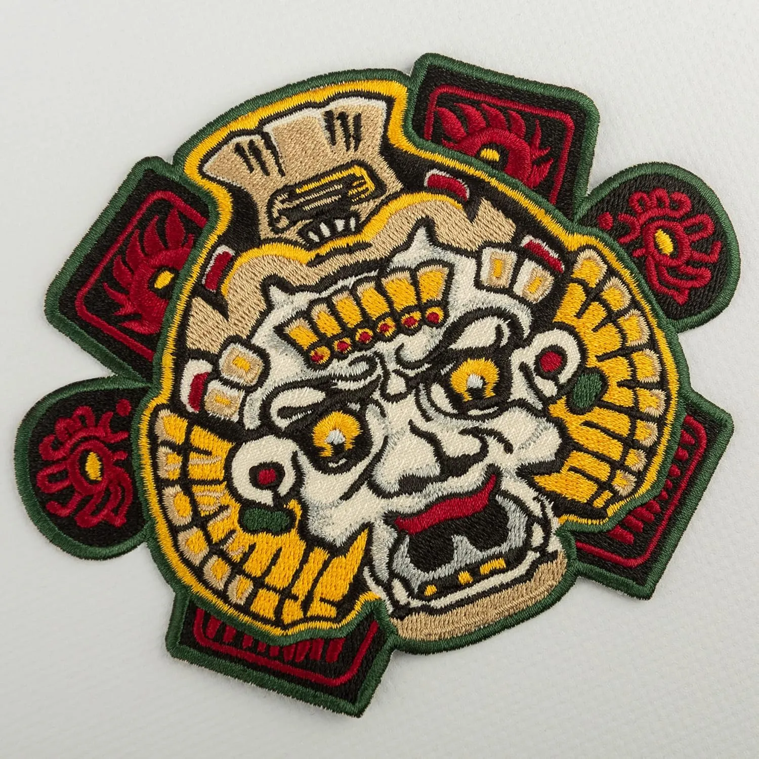 Mayans Southern Cali M.C. Green Letters, Biker Gang Motorcycle Club Emblem Embroidered Back Patch Iron On (7.1 x 8.7 inches)