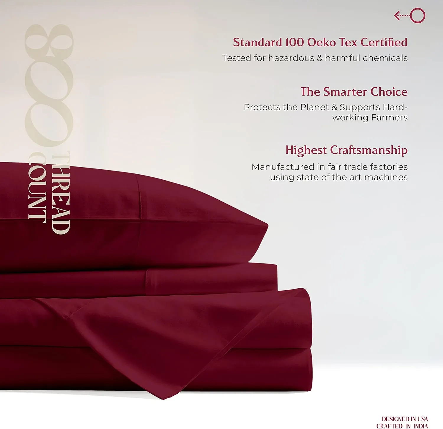 Mayfair Linen 100% Egyptian Cotton Sheets King Size - 800 High Thread Count Sheets King, 4 PC Luxury Hotel King Size Sheets Set, 16" Deep Pocket Sateen Weave Soft Cooling Bed Sheet Sets - Burgundy