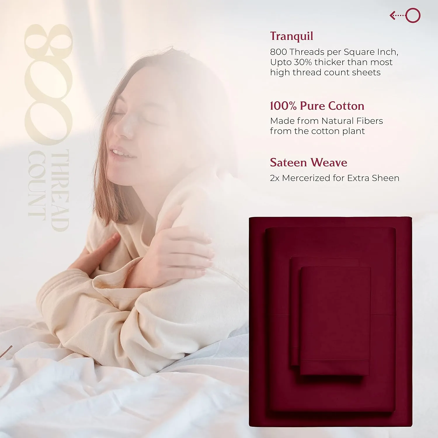Mayfair Linen 100% Egyptian Cotton Sheets King Size - 800 High Thread Count Sheets King, 4 PC Luxury Hotel King Size Sheets Set, 16" Deep Pocket Sateen Weave Soft Cooling Bed Sheet Sets - Burgundy