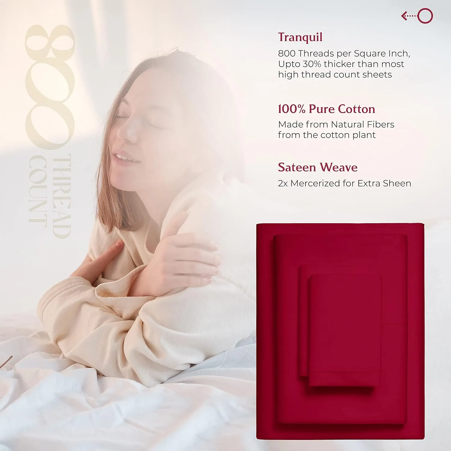 Mayfair Linen 100% Egyptian Cotton Sheets Twin Size - 800 High Thread Count 3 PC Extra Long Twin Sheets for Dorm, 16" Deep Pocket Soft Cooling Sheets, Luxury Hotel Bed Sheets for Twin Size Bed - Red