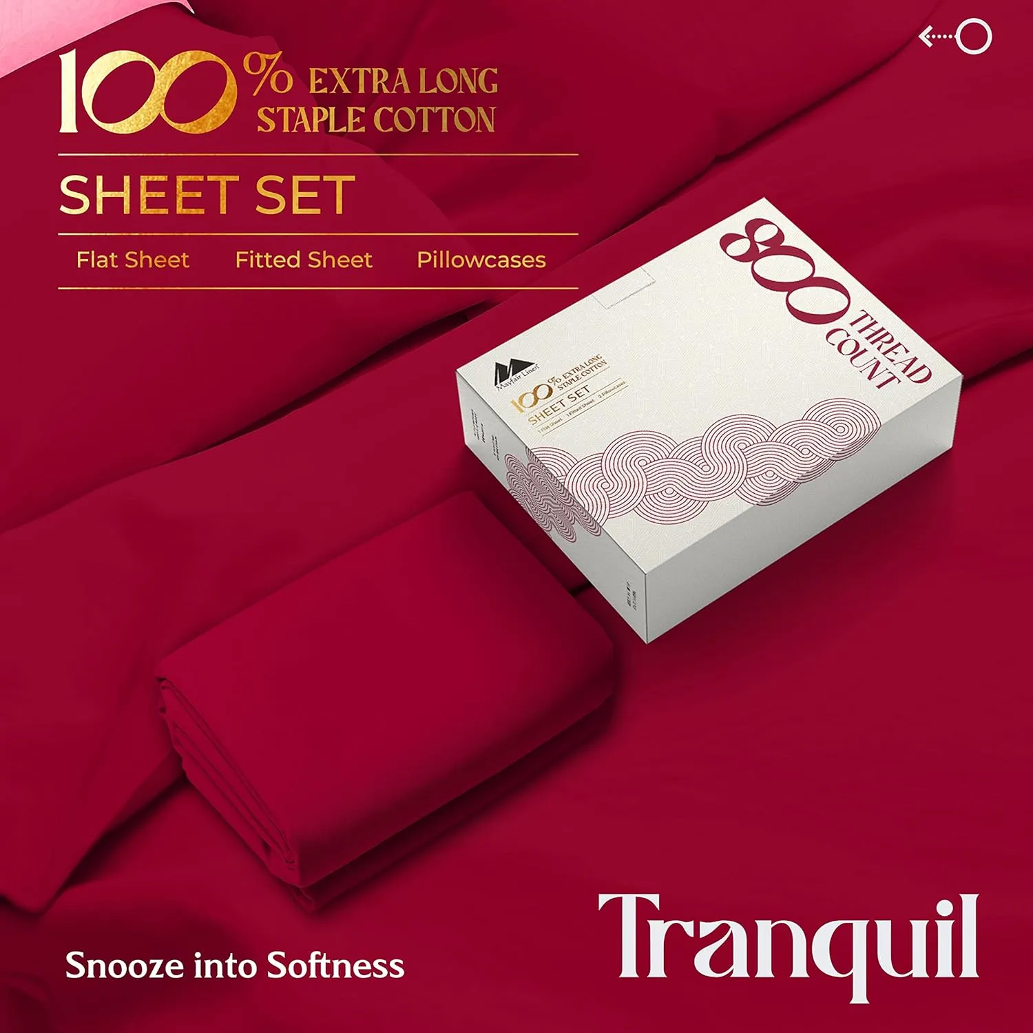 Mayfair Linen 100% Egyptian Cotton Sheets Twin Size - 800 High Thread Count 3 PC Extra Long Twin Sheets for Dorm, 16" Deep Pocket Soft Cooling Sheets, Luxury Hotel Bed Sheets for Twin Size Bed - Red