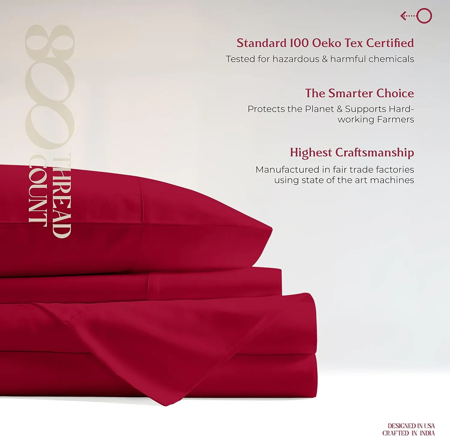Mayfair Linen 100% Egyptian Cotton Sheets Twin Size - 800 High Thread Count 3 PC Extra Long Twin Sheets for Dorm, 16" Deep Pocket Soft Cooling Sheets, Luxury Hotel Bed Sheets for Twin Size Bed - Red