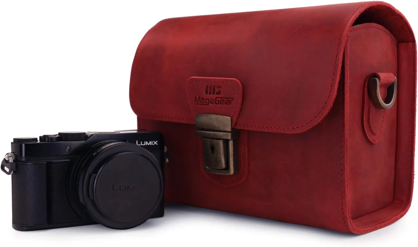 MegaGear Pebble Genuine Leather Camera Messenger Bag for Mirrorless, Instant and DSLR Cameras