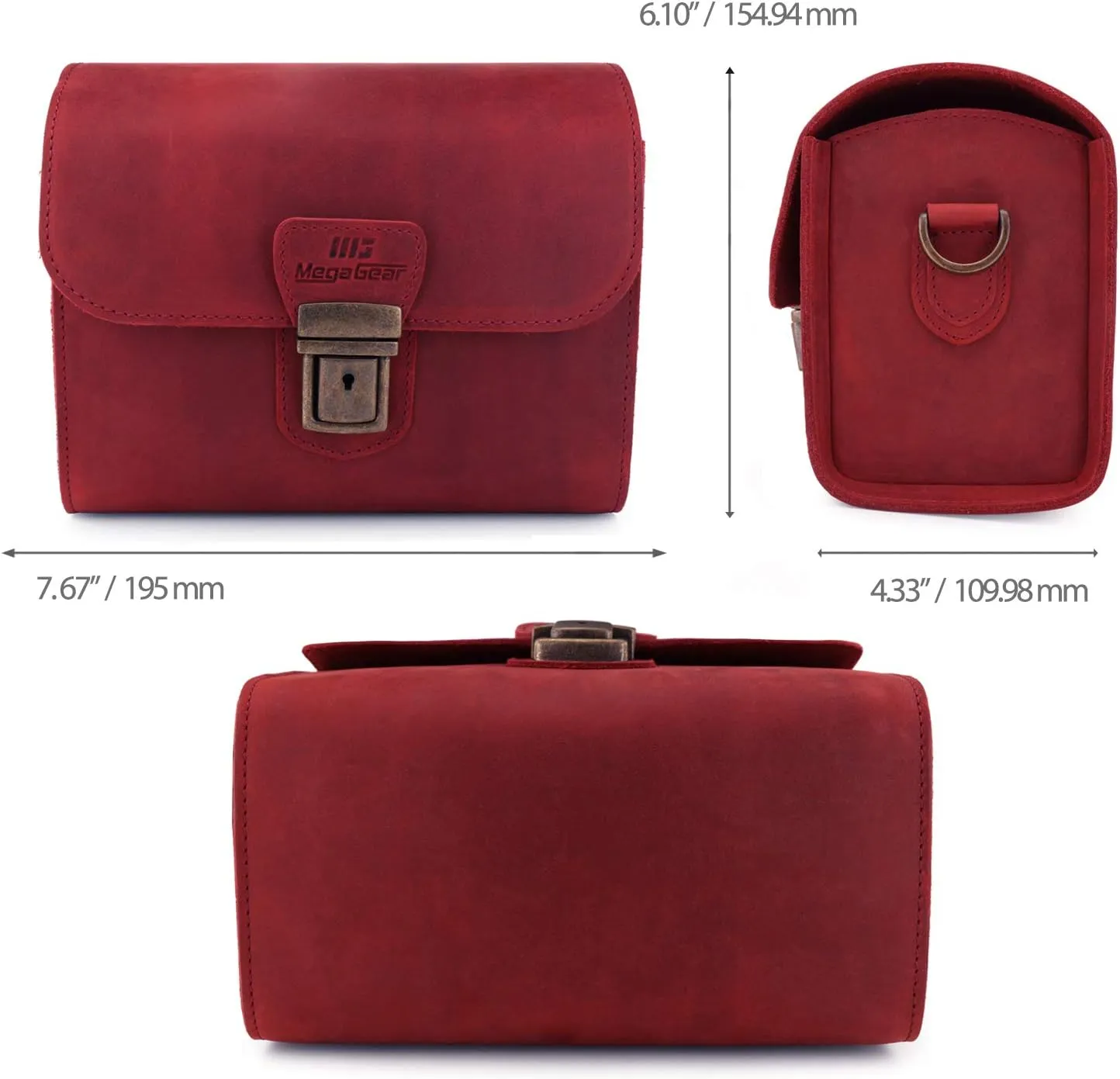 MegaGear Pebble Genuine Leather Camera Messenger Bag for Mirrorless, Instant and DSLR Cameras