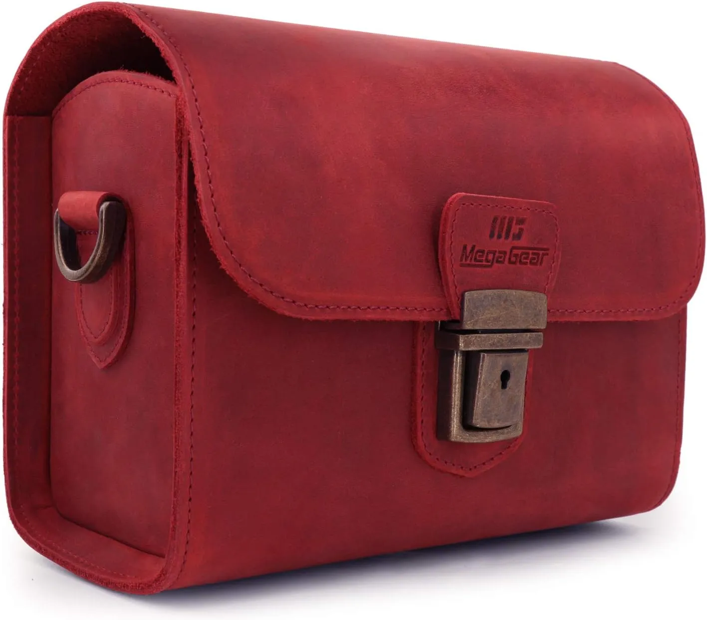 MegaGear Pebble Genuine Leather Camera Messenger Bag for Mirrorless, Instant and DSLR Cameras