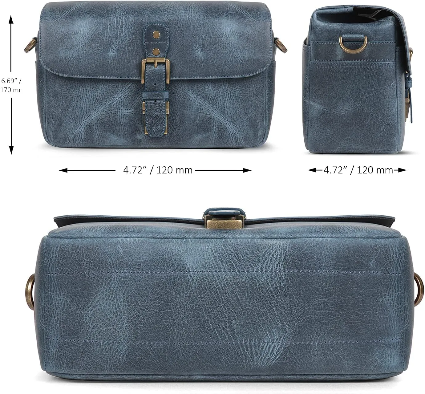MegaGear Torres Genuine Leather Camera Messenger Bag for Mirrorless, Instant and DSLR Cameras