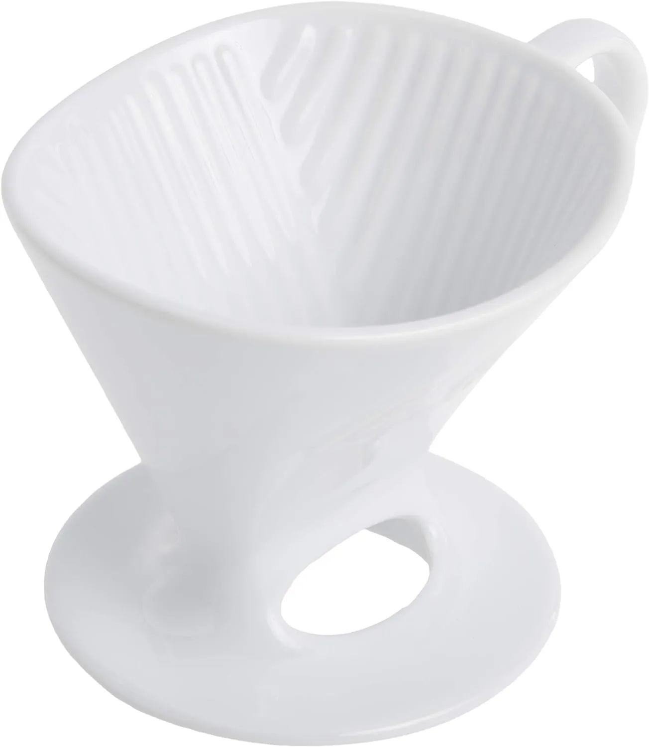Melitta 1 Cup Porcelain Pour-Over Cone Coffeemaker, Glossy White