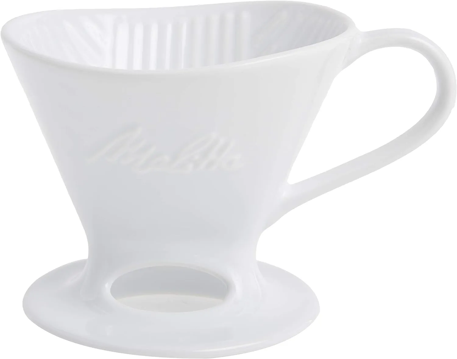 Melitta 1 Cup Porcelain Pour-Over Cone Coffeemaker, Glossy White