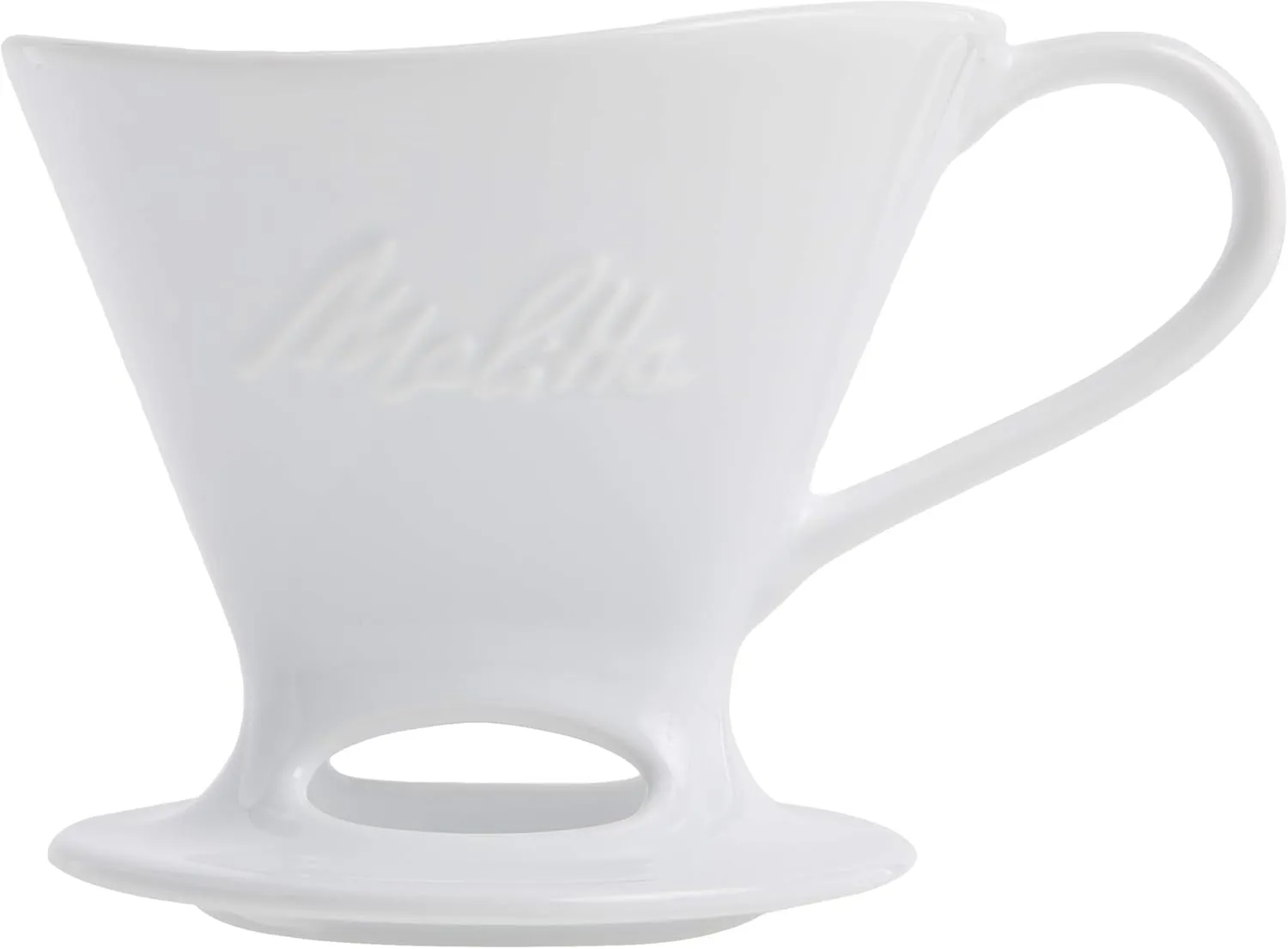 Melitta 1 Cup Porcelain Pour-Over Cone Coffeemaker, Glossy White