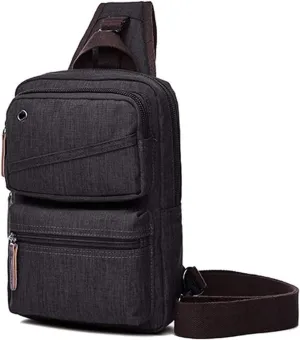 Men Lightweight Sling Shoulder Crossbody Bag Casual Canvas Backpack Chest Pack Anti Theft Travel Cycling Hiking Daypack(Black)