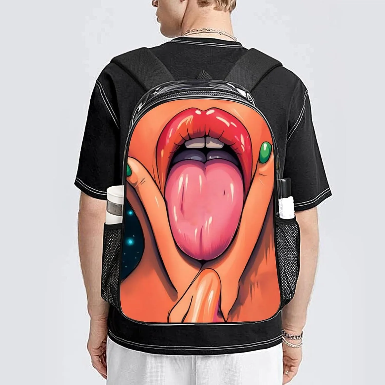 Men Women Lightweight African American Black Women Women Lip Art Backpack Large Capacity Bookbag Transparent Bag for Gym Business Running