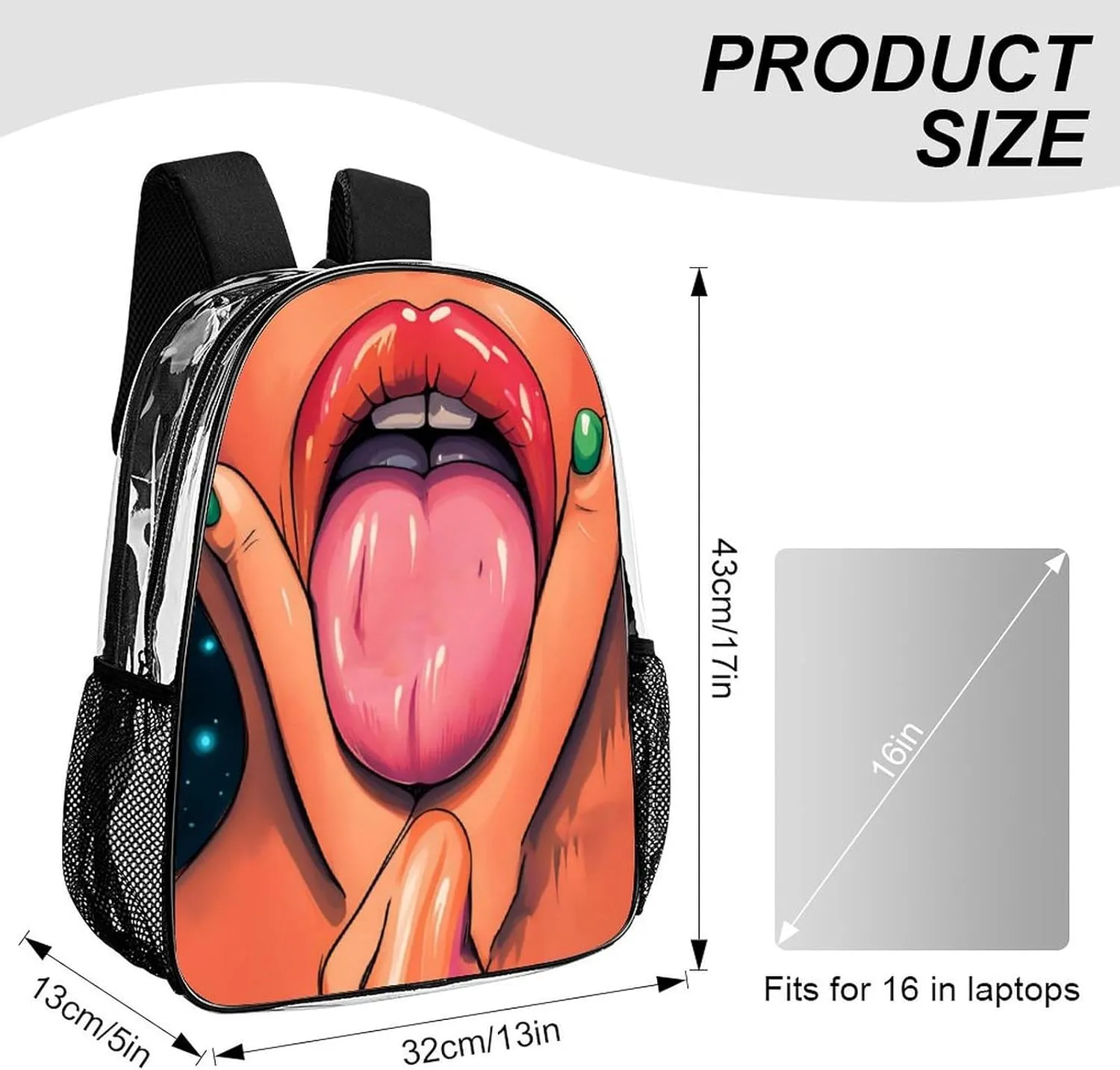 Men Women Lightweight African American Black Women Women Lip Art Backpack Large Capacity Bookbag Transparent Bag for Gym Business Running
