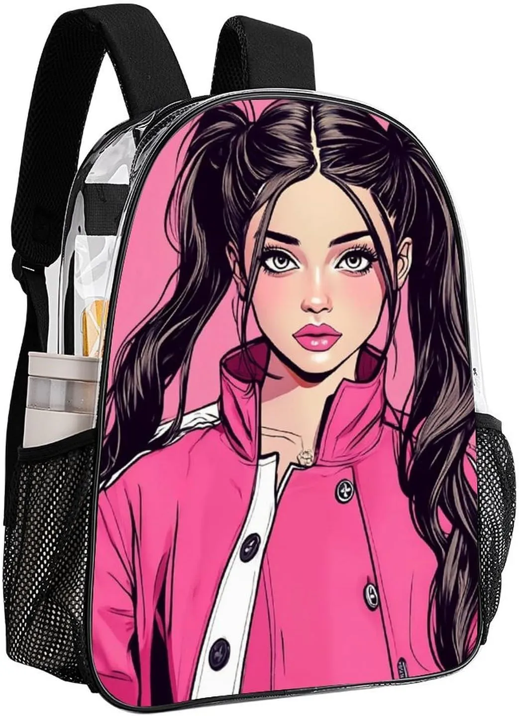 Men Women Lightweight American Pink Woman woman Art Daypack Bookbag Big Capacity Carry On Bag Transparent Bag for Camping Travel Bicycle