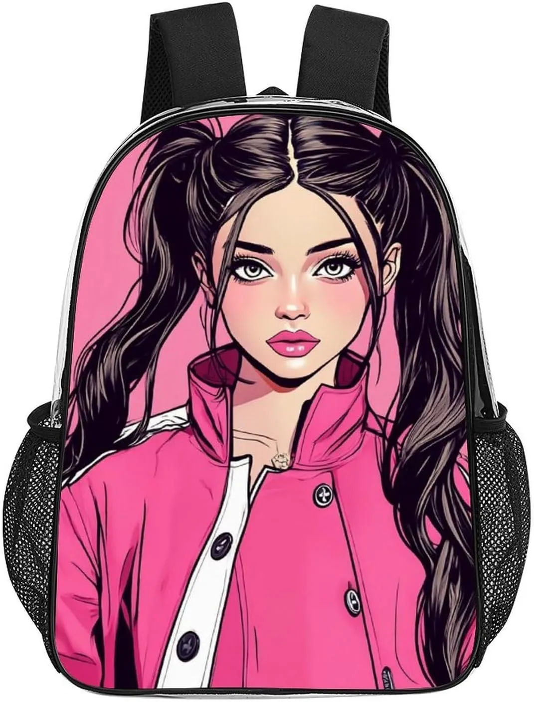 Men Women Lightweight American Pink Woman woman Art Daypack Bookbag Big Capacity Carry On Bag Transparent Bag for Camping Travel Bicycle