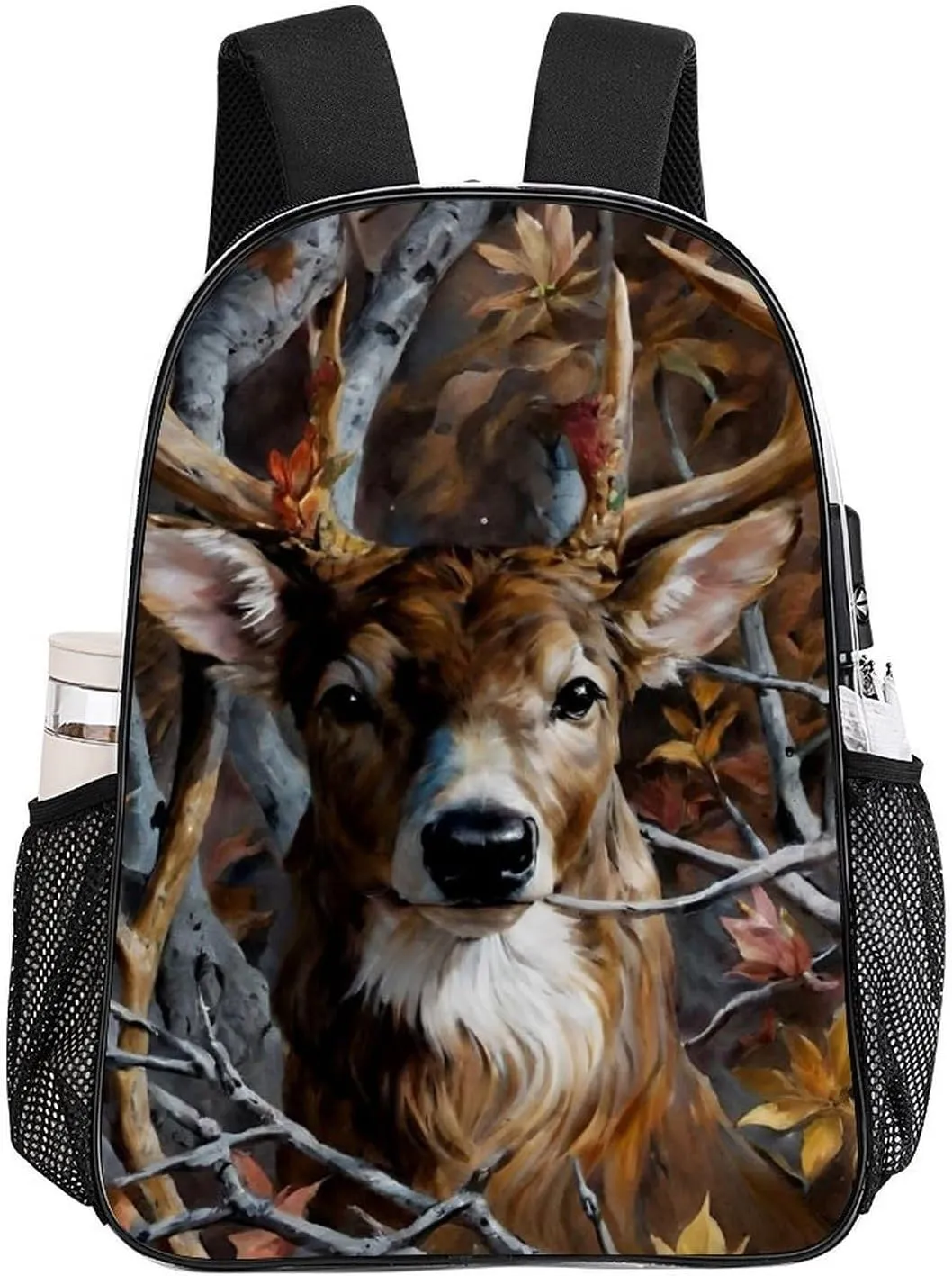 Men Women Lightweight Camo Elk Deer Withered Branches Casual Daypack Big Capacity Bookbag Transparent Bag for Gym Travel Walking Cycling
