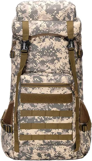 Men's Camping Backpack 70L Travel Duffel Bags Oxford Cloth Women's Daypack Large Capacity Outdoor Hiking Rucksack (A/Multicolor)