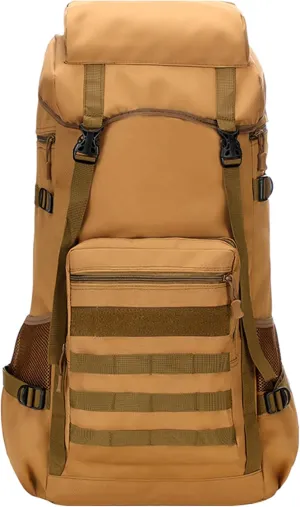 Men's Camping Backpack 70L Travel Duffel Bags Oxford Cloth Women's Daypack Large Capacity Outdoor Hiking Rucksack (Brown)
