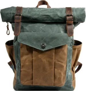 Men's Vintage Travel Backpack Large Capacity Casual Daypacks Waxed Canvas Carry on Bags for Camping Hiking Mountaineering