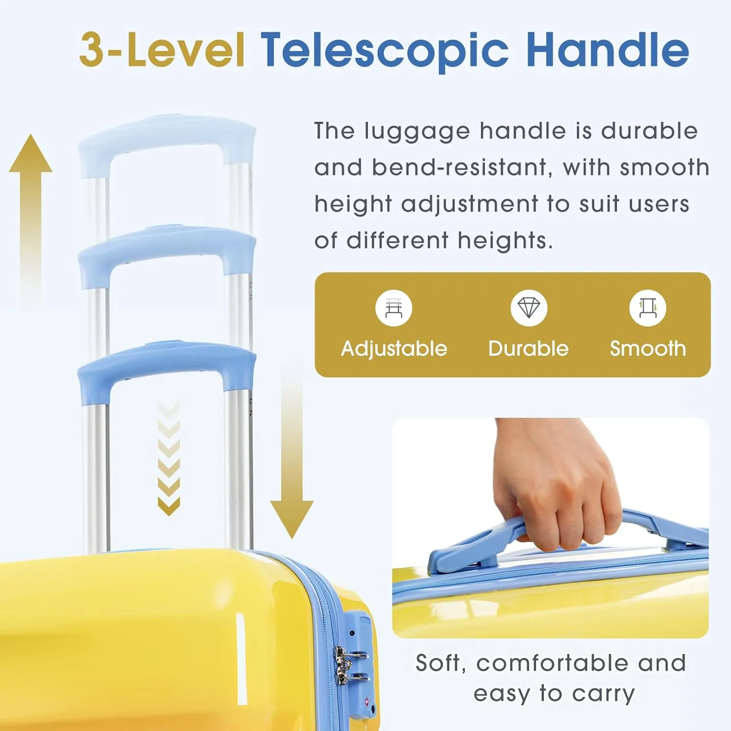 Merax Hardshell Luggage Set 3 Piece – 20"/24"/28" Expandable Colorful Glossy Suitcases with Spinner Wheels and TSA Lock, Lightweight Durable PC ABS for Stylish Travel (Orange and Blue)