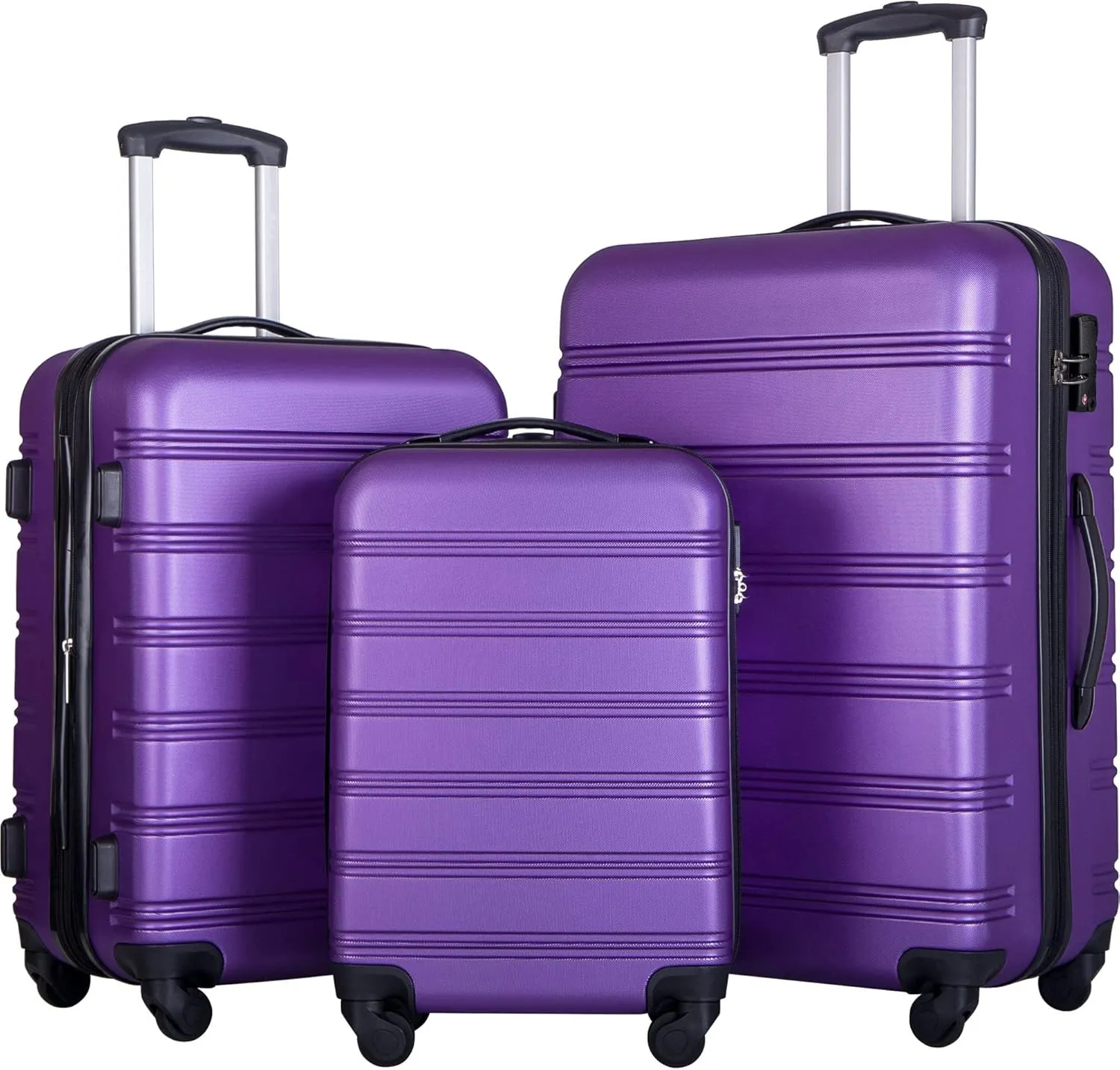 Merax Luggage Sets, Hardshell Luggage Sets 3 Piece 20" 24" 28" Luggages Hardside Spinner Suitcase with TSA Lock, Purple