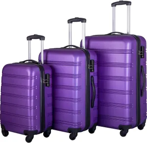 Merax Luggage Sets, Hardshell Luggage Sets 3 Piece 20" 24" 28" Luggages Hardside Spinner Suitcase with TSA Lock, Purple