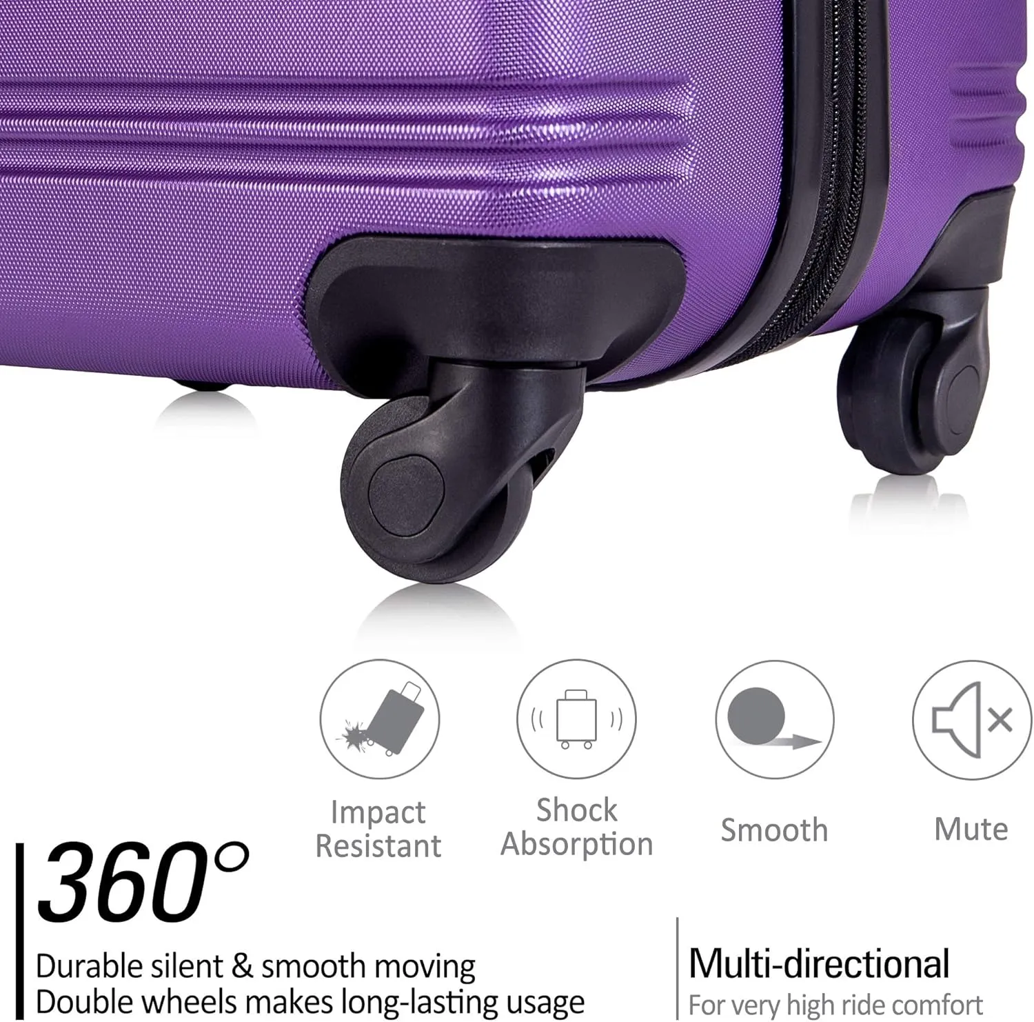 Merax Luggage Sets, Hardshell Luggage Sets 3 Piece 20" 24" 28" Luggages Hardside Spinner Suitcase with TSA Lock, Purple