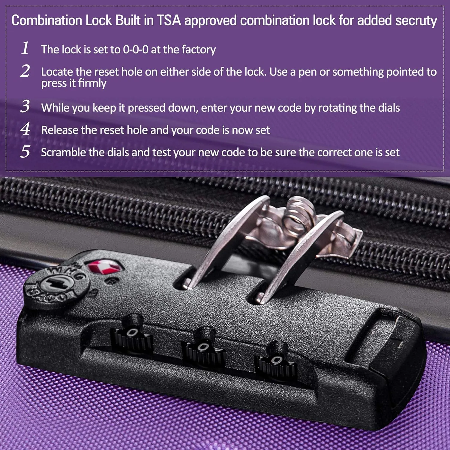 Merax Luggage Sets, Hardshell Luggage Sets 3 Piece 20" 24" 28" Luggages Hardside Spinner Suitcase with TSA Lock, Purple
