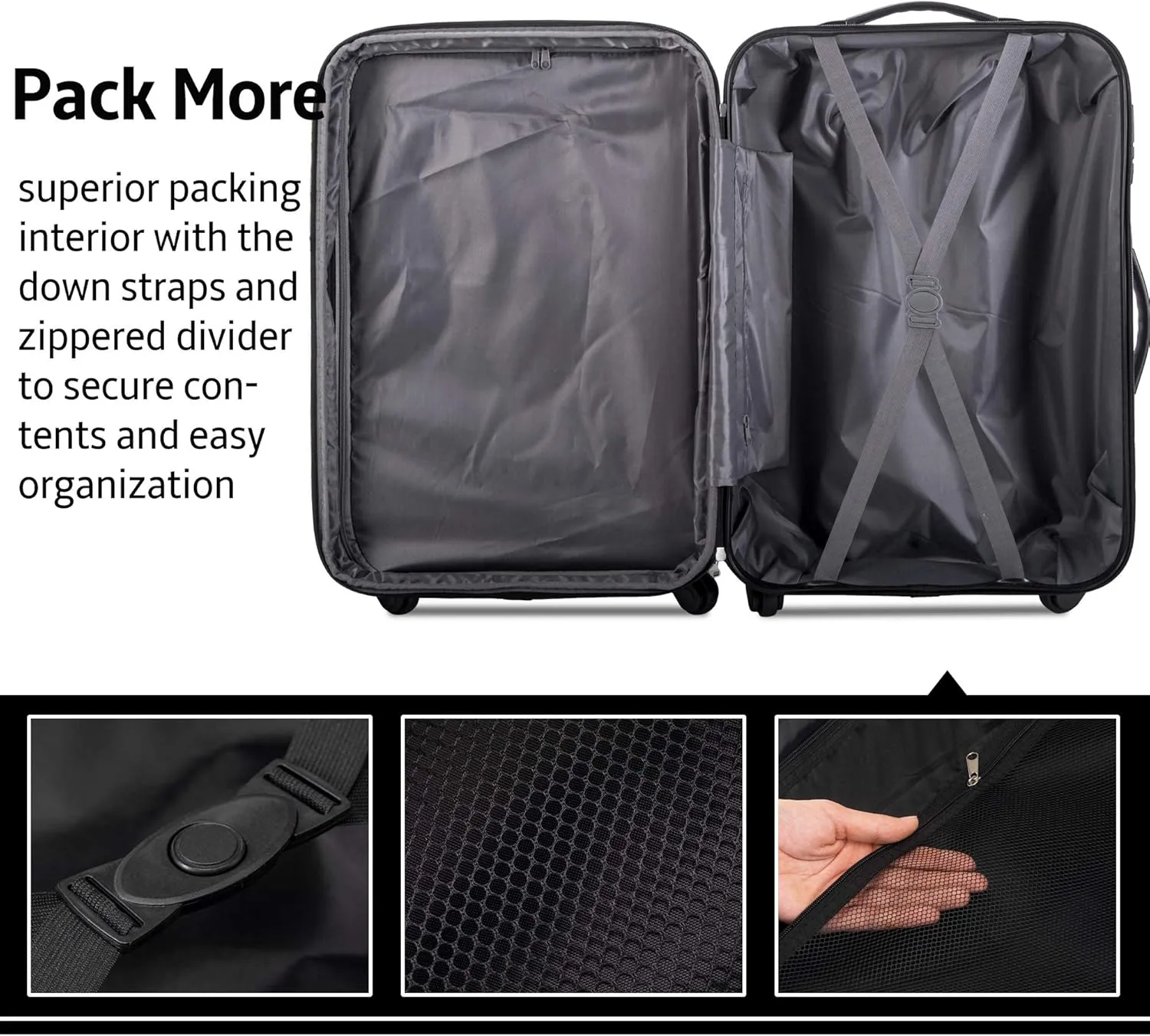 Merax Luggage Sets, Hardshell Luggage Sets 3 Piece 20" 24" 28" Luggages Hardside Spinner Suitcase with TSA Lock, Purple