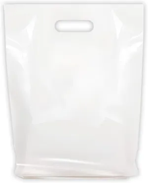 Merchandise Bags, Die Cut Handles, Strong, Durable, and Tear Resistant Bags Perfect for Retail, Boutiques, or Any Events, Different sizes and colors (White, 15x18 Inch (Pack of 100))