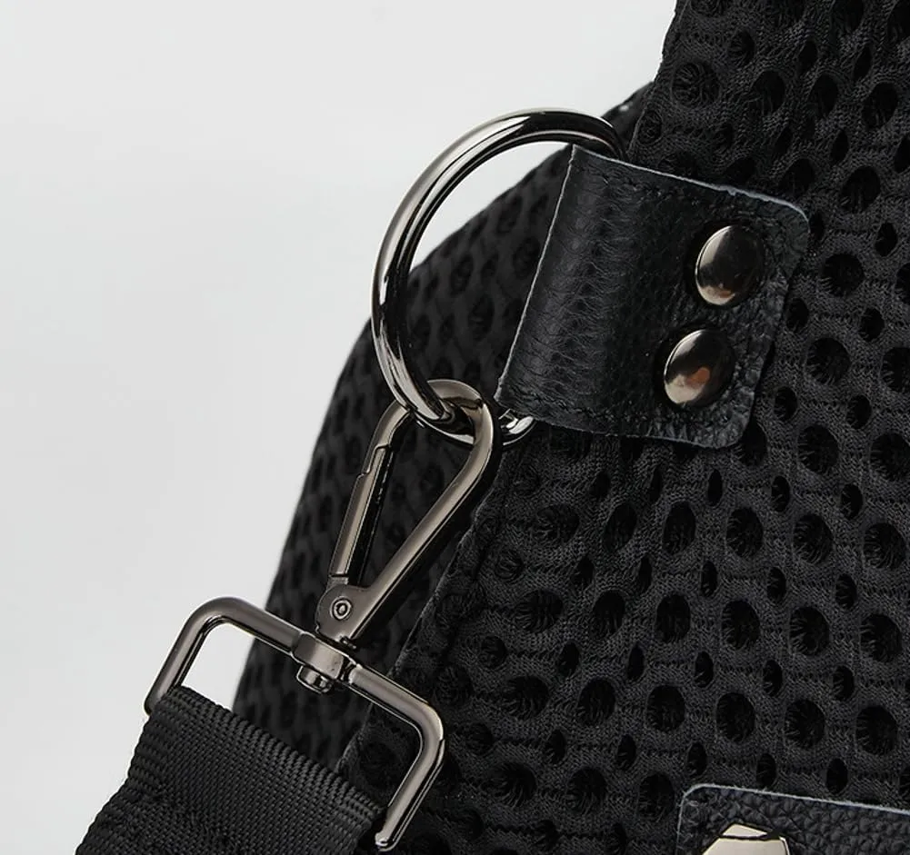 Mesh Bag for Women Punk Rivet Studded Purse Large Retro Shoulder Bags Hobo Tote Handbags Multi Pockets Summer 2025