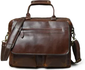 Messenger Bag For Men, 16 Inch Laptop Bag, Vintage Handmade Laptop Briefcase and Shoulder Bag for Men, Business Leather Satchel Bag for Office, Work, and Travel :